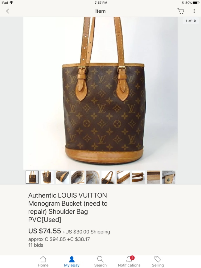 Custom painted Authentic Louis Vuitton bucket bag